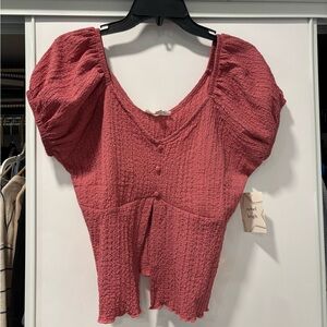 Women's Pink Puff Sleeve Top